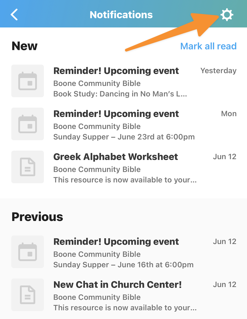 Notification Preferences – Church Center